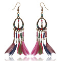 Colorful Feather Pendant Earring